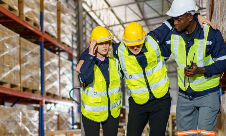 Travailleur secouru par ses collègues après un accident protection du travailleur isolé