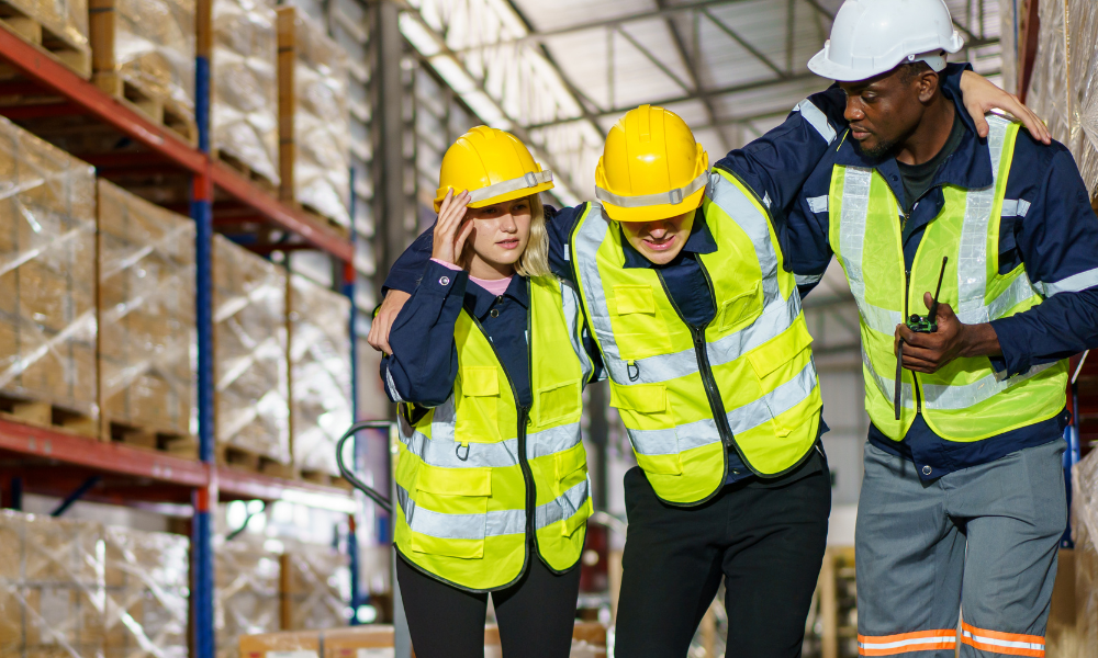 Travailleur secouru par ses collègues après un accident protection du travailleur isolé